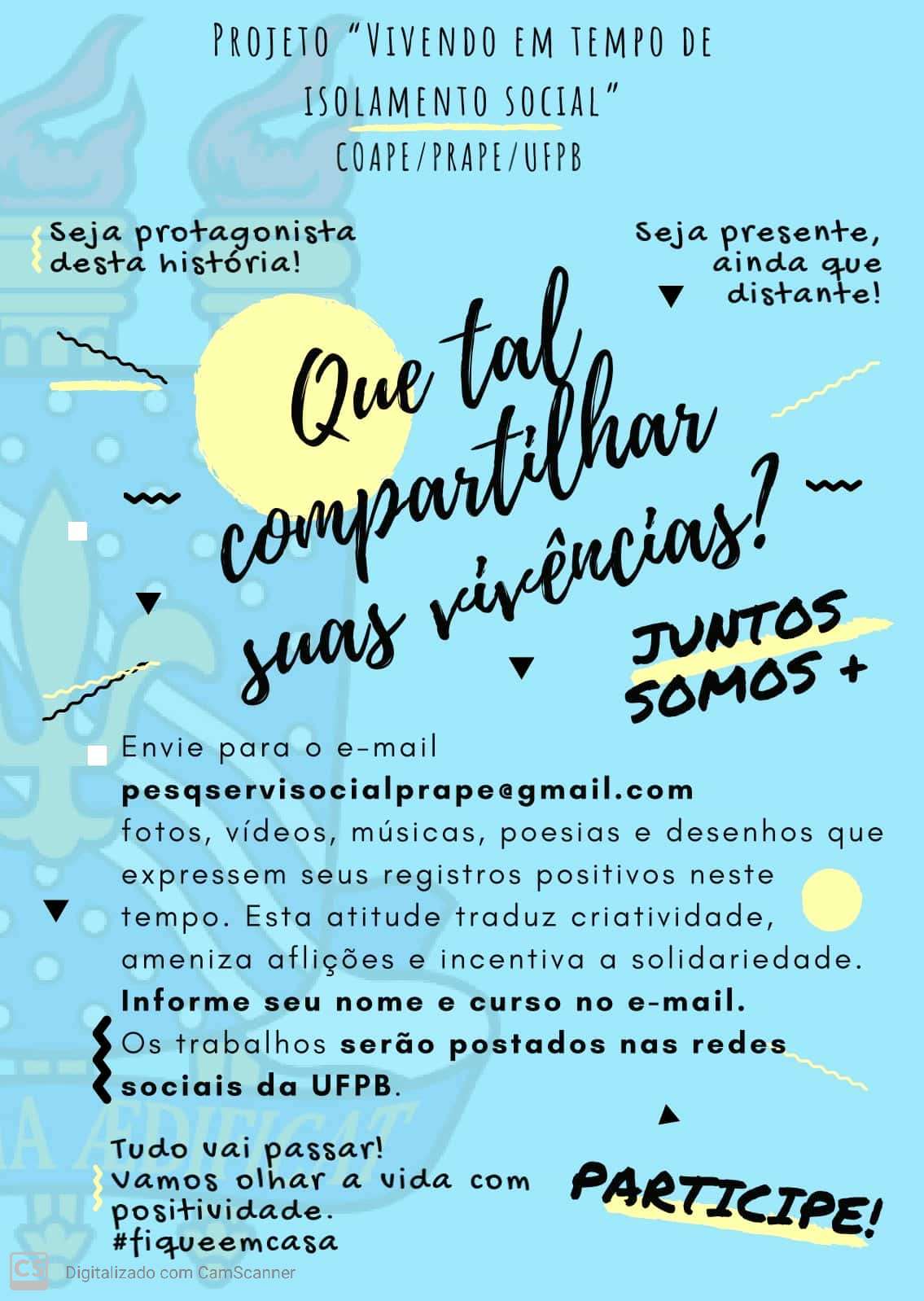 Projeto "Vivendo em tempo de isolamento social" Projeto "Vivendo em tempo de isolamento social"