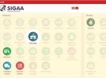 Tutoriais SIGAA. Imagem: captura de tela SIGAA docente